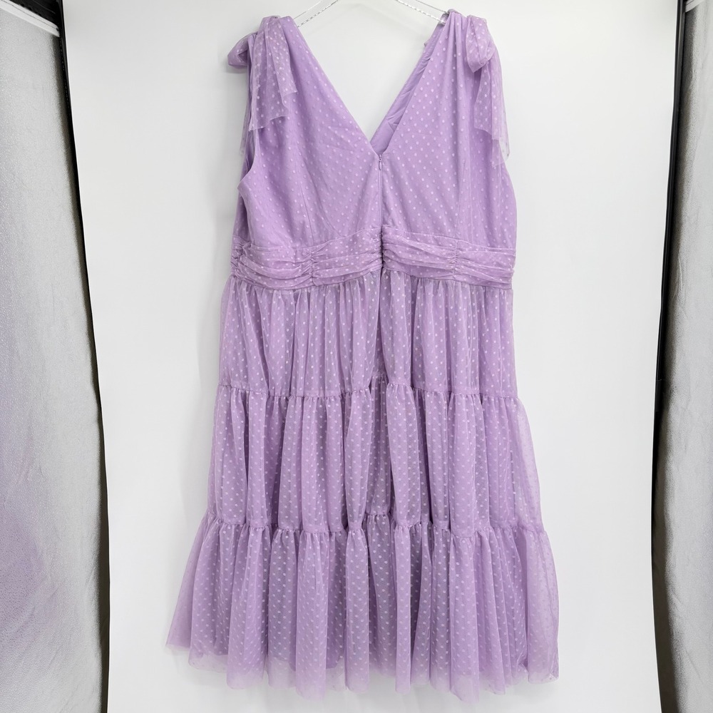 JessaKae Jeanne Dress Plus Size 4X Lavender Purple Swiss Dot Tulle Tiered Midi - Picture 5 of 12